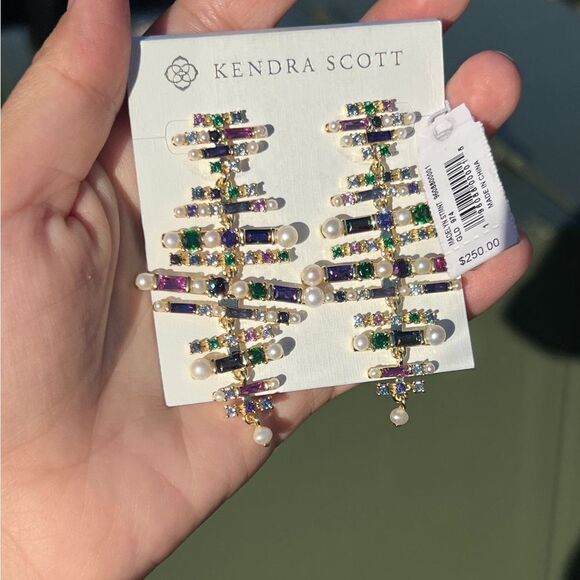 Jewelry - Kendra Scott Gold-Plated Gemstone and Pearl Earrings